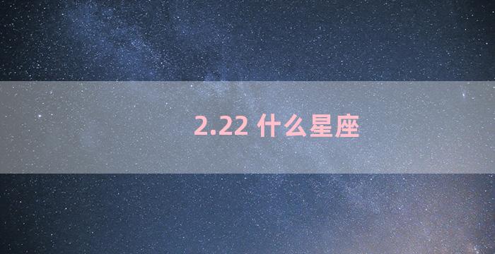 2.22 什么星座